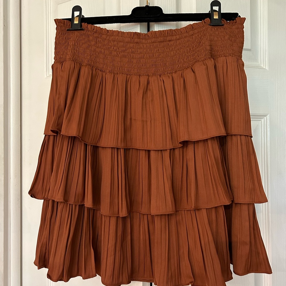 Anthropologie Rust Colored Layered Skirt